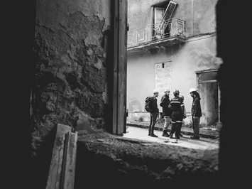 Dorotea Ricci assieme agli altri volontari di Protezione Civile al campo di Borgo di Arquata
